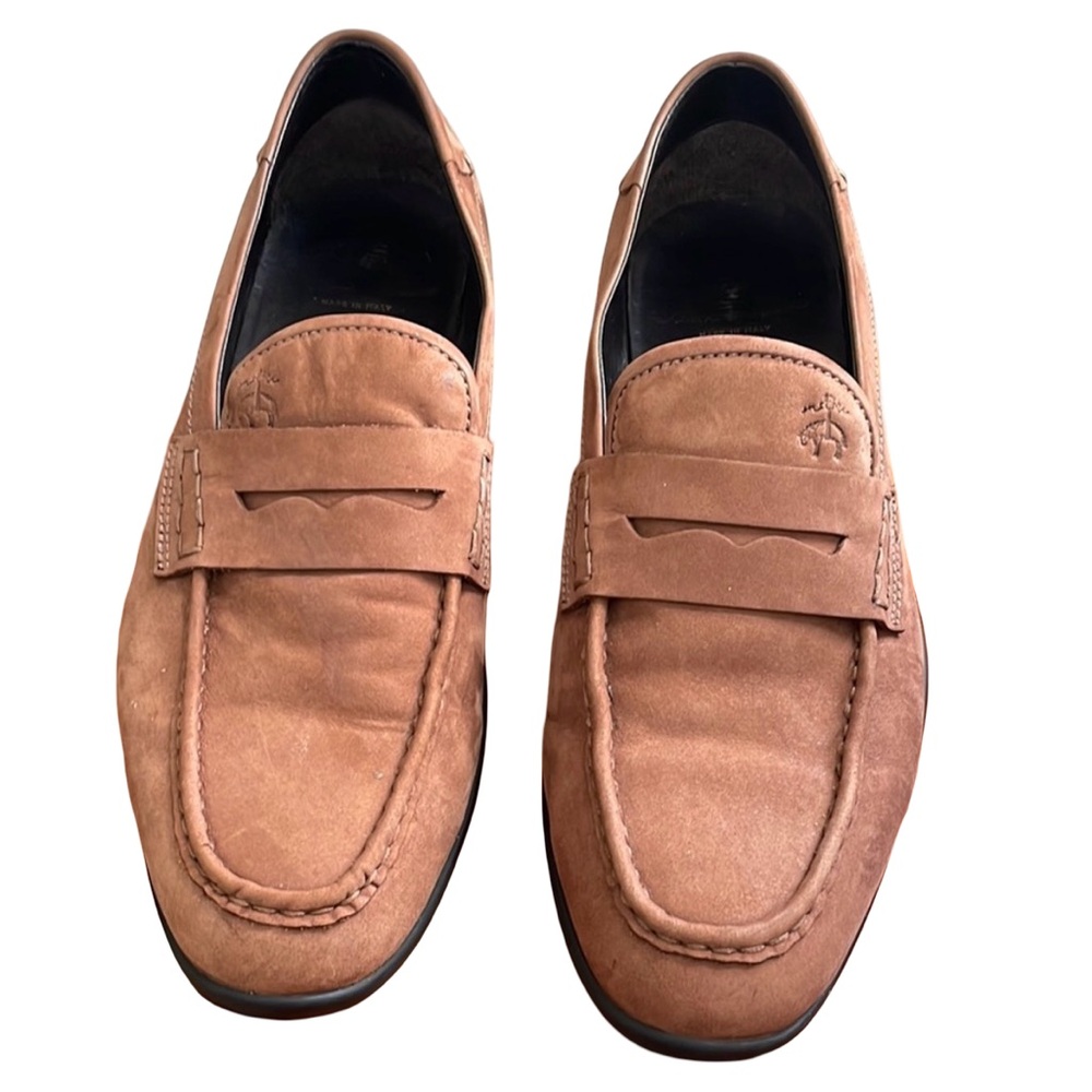 Brooks Brothers Brown Suede Loafers Slip-On Style made in ITALY
